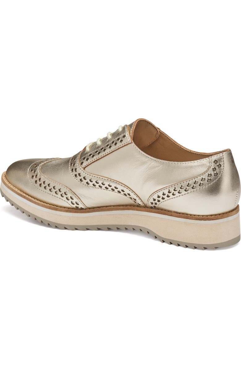 Johnston & Murphy Ulyssa Wingtip Platform Oxford, Alternate, color, Gold Metallic Sheepskin