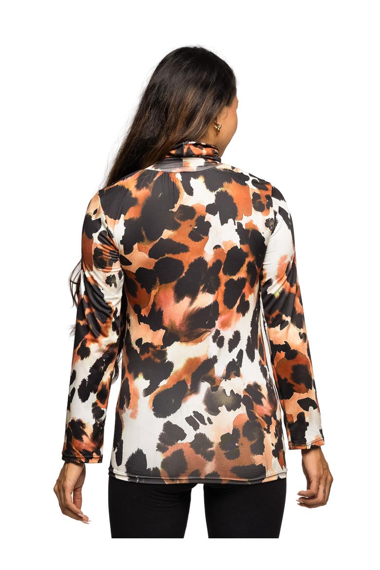 Maternity Essential Long Sleeve Animal Print Turtleneck Top, Alternate, color, Brown Multi