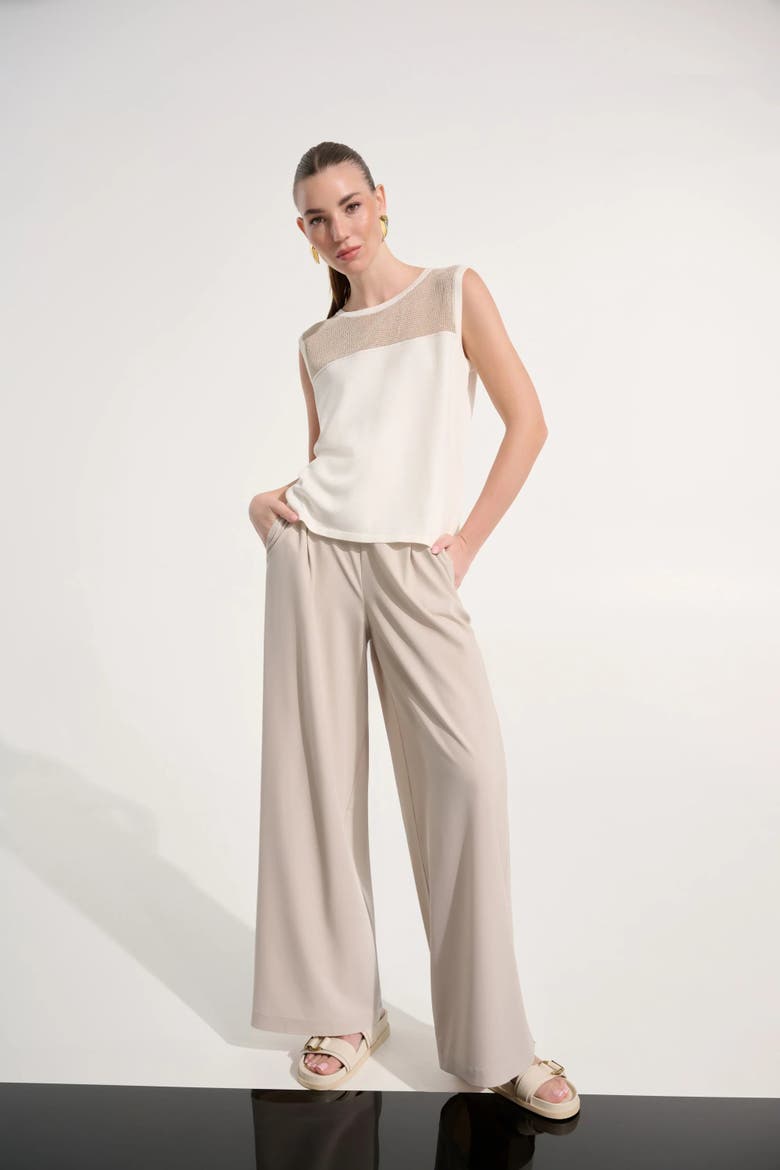 Soft Knit Straight Cami With Mesh Yoke, Alternate, color, Vanilla/Gold