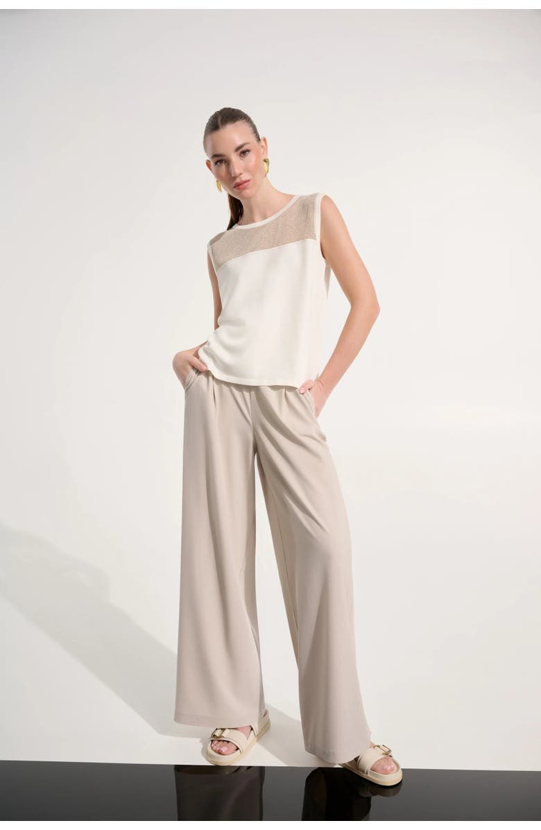 JOSEPH RIBKOFF Soft Knit Straight Cami With Mesh Yoke, Alternate, color, Vanilla/Gold