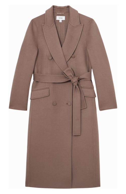 Reiss Maeve Belted Double Breasted Wool Blend Coat In Brown