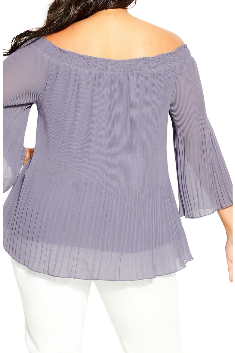 Pleated Off the Shoulder Blouse, Alternate, color, SMOKE