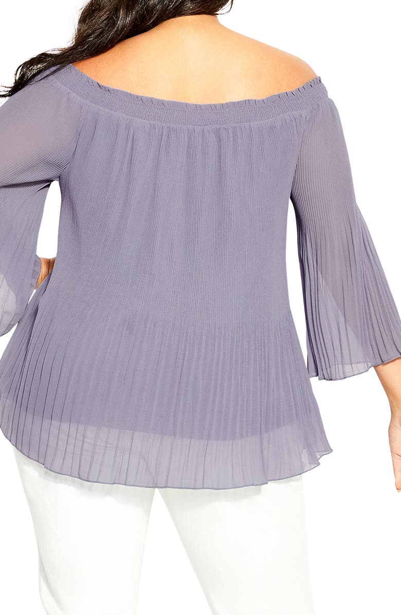 City Chic Pleated Off the Shoulder Blouse, Alternate, color,