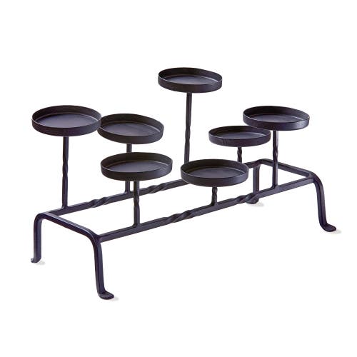 Tag Twist Fireplace Pillar Candle Holder Black Iron Decorative In Black