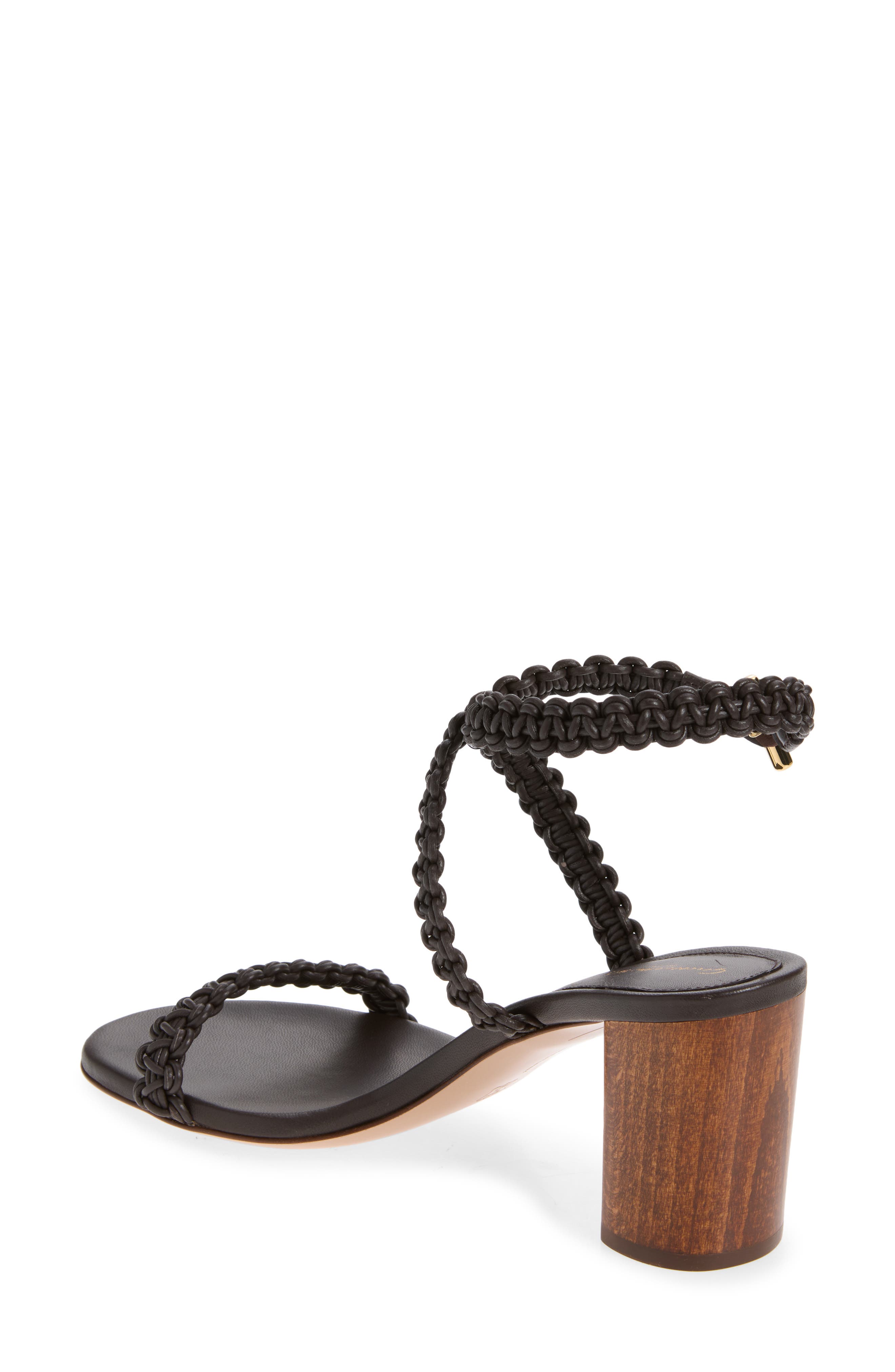 Gianvito Rossi Braided Strap Block Heel Sandal, Alternate, color, Moka