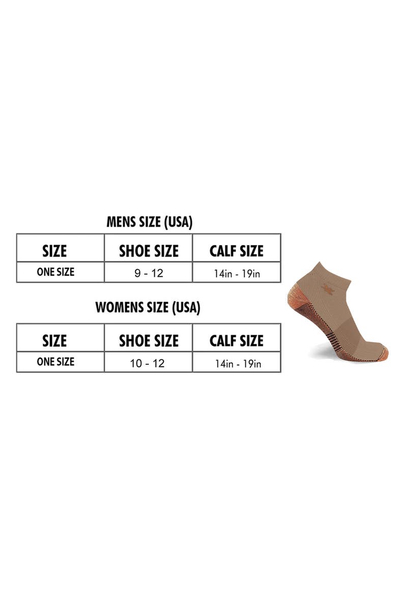 3-Pack Copper Infused Ankle Length Compression Socks, Alternate, color, SANDSTONE