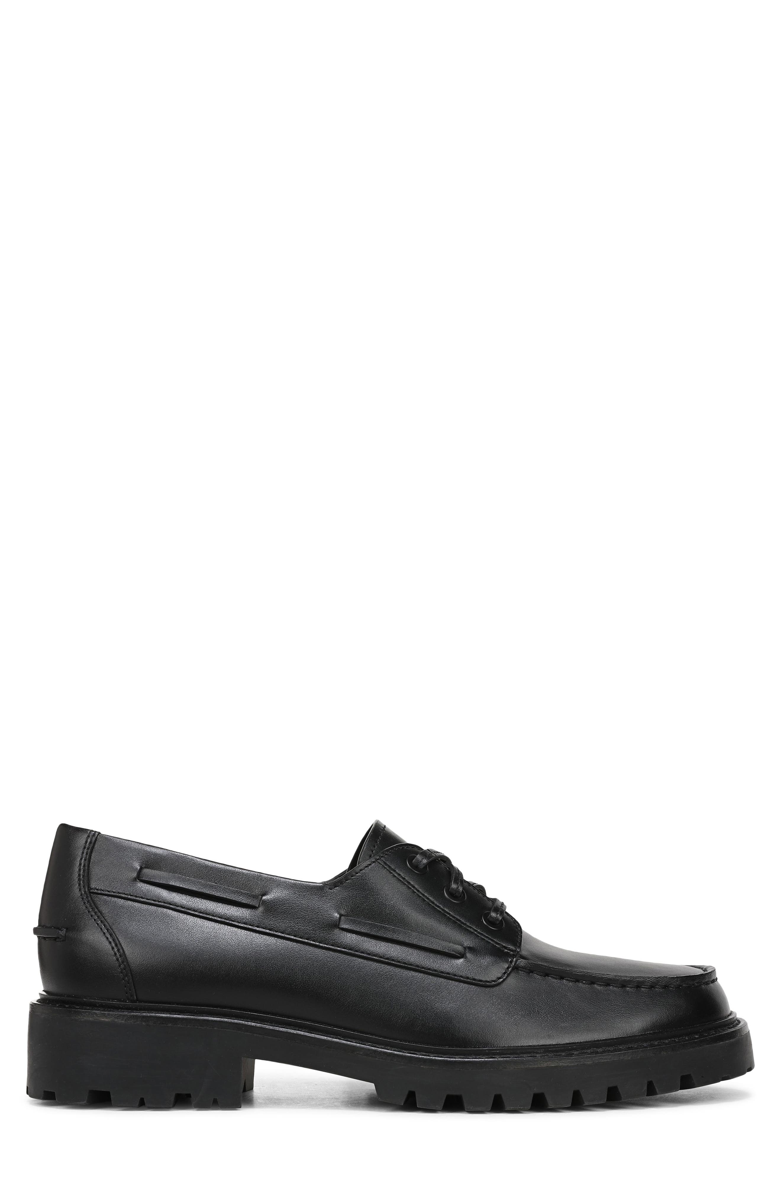 Dillon Lugged Moc Toe Boat Shoe, Alternate, color, BLACK