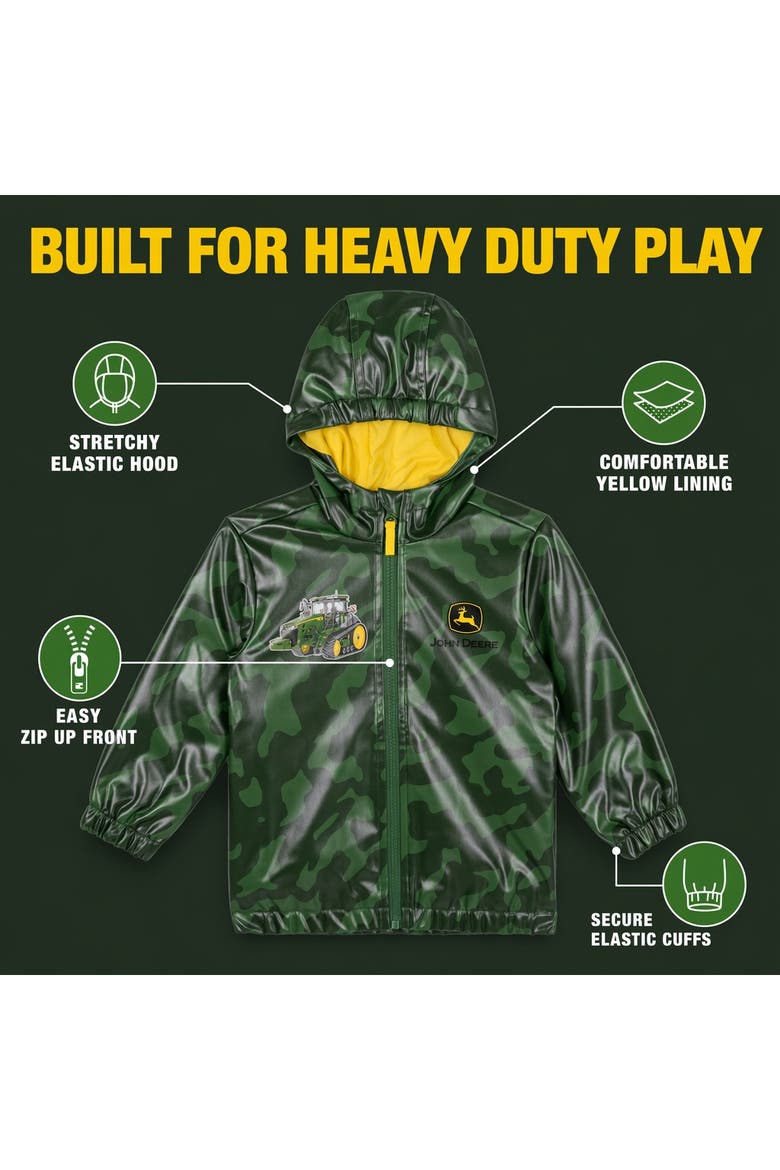 Hooded Zip-Up Rain Jacket, Alternate, color, Green Yellow Camo