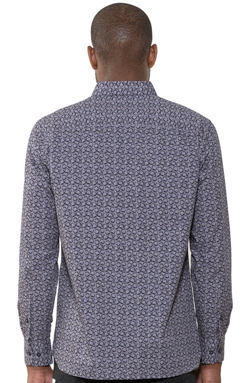 Luchiano Visconti Jade Circular Pattern Long Sleeve Shirt In Gray