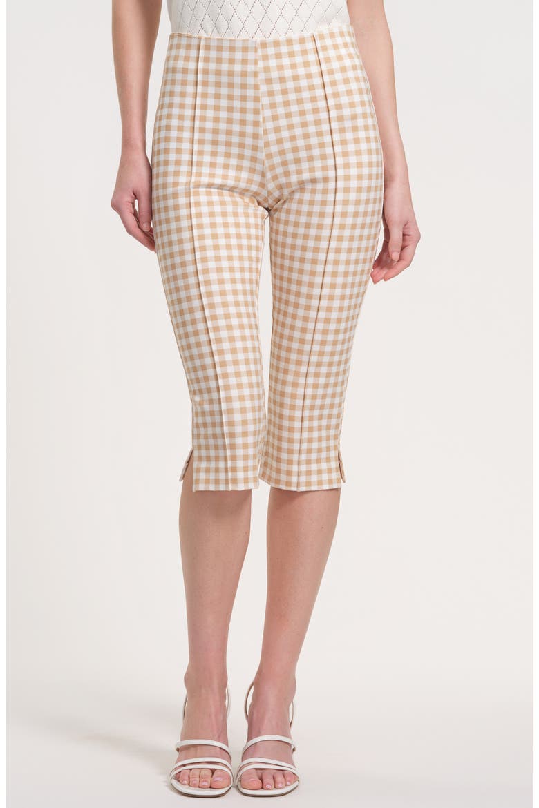 Print Ponte Capris, Main, color, BEIGE/ WHITE