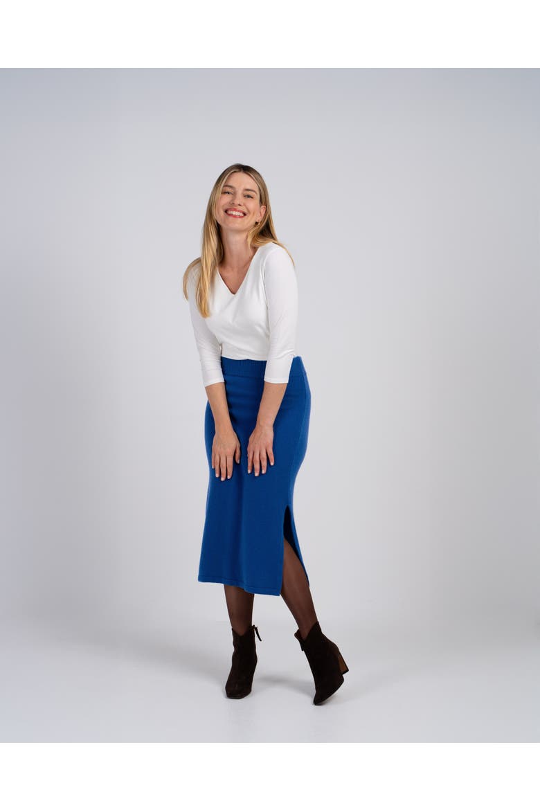 Josie Merino Knitted Midi Skirt, Alternate, color, Denim Blue