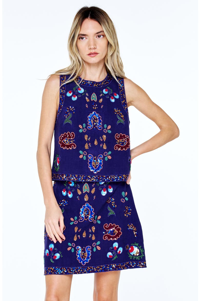 Viveka Beaded Sleeveless Top, Alternate, color, NAVY