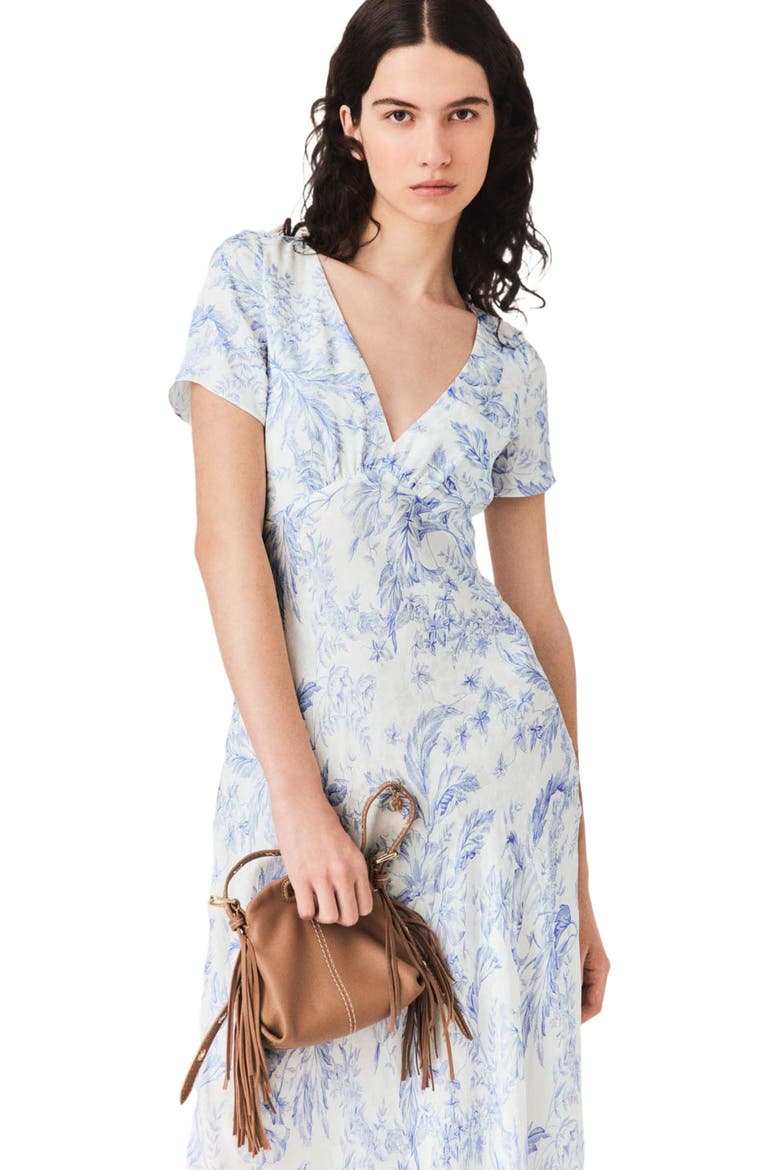 Flowing patterned maxi dress, Alternate, color, Sky blue large flowers print