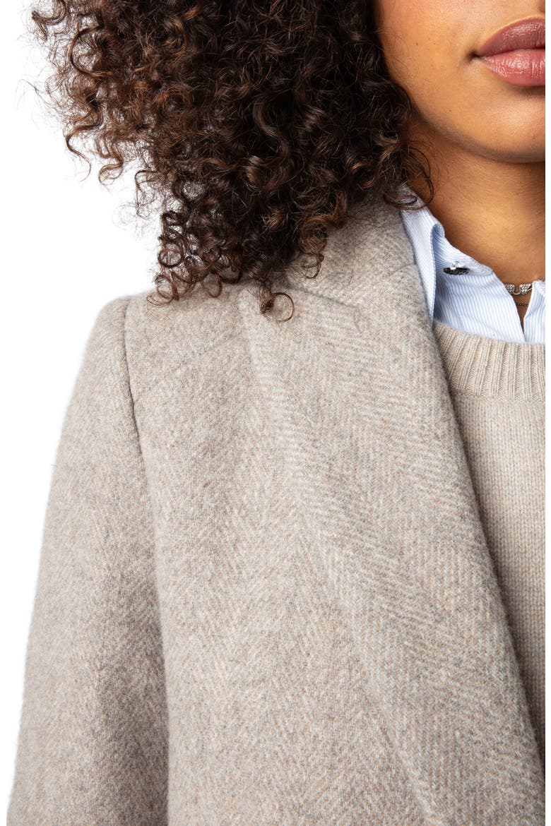 Marco Chevron Wool Blend Coat, Alternate, color, LATTE