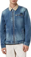 AllSaints Rothwell Zip Denim Jacket with Corduroy Collar