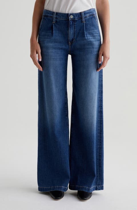 Stella Pleated Wide Leg Jeans (Provence)