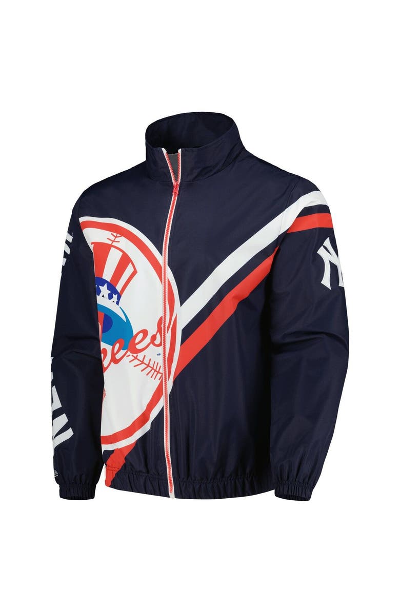 Mitchell & Ness Men's Mitchell & Ness Navy New York Yankees Exploded Logo Warm Up Full-Zip Jacket, Alternate, color,