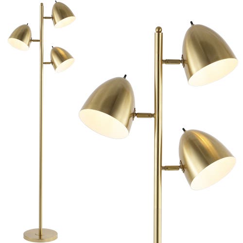 Jonathan Y Billy 66.5" 3-light Modern Contemporary Iron Led Floor Lamp In Brass Gold
