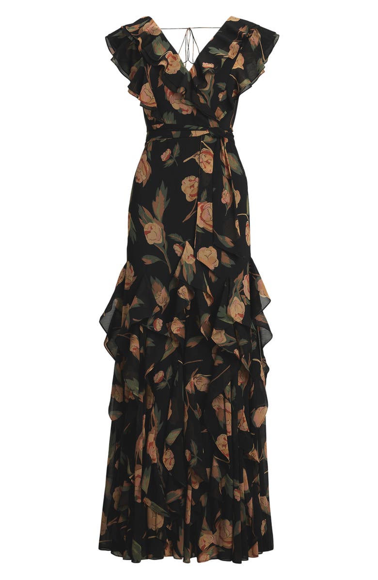 Lauren Ralph Lauren Floral Tie Waist Georgette Gown, Alternate, color,