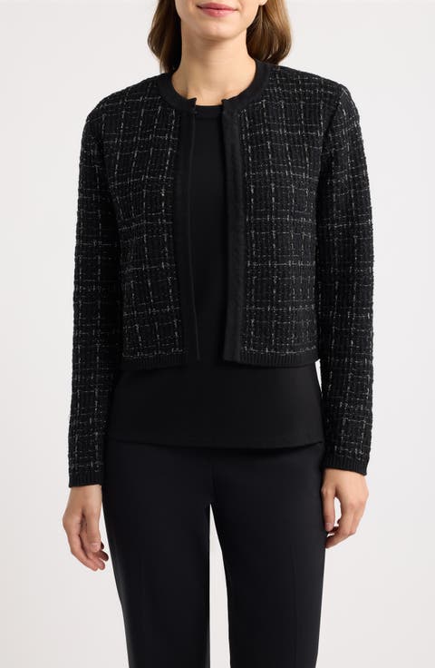 Tweed Open Front Shrug