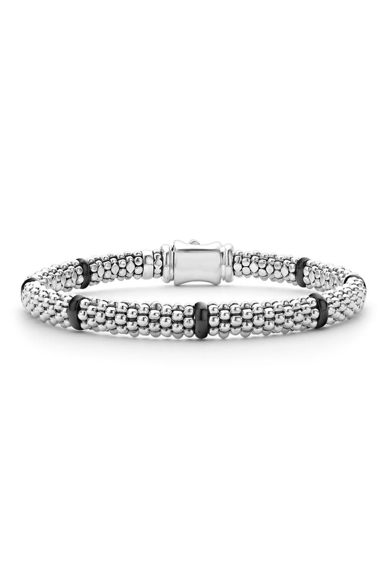 Black Caviar Ceramic Station Bracelet, Main, color, BLACK