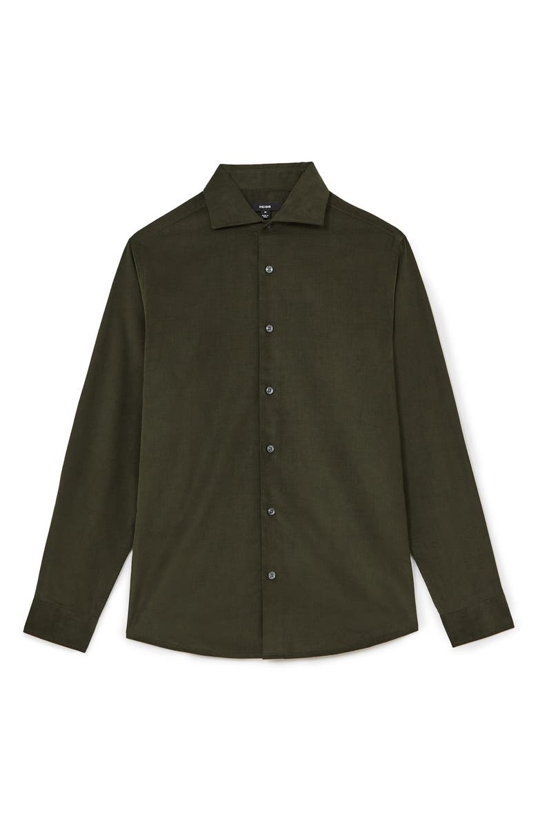 Reiss Velma Cotton Button-Up Shirt, Alternate, color, Dark Green