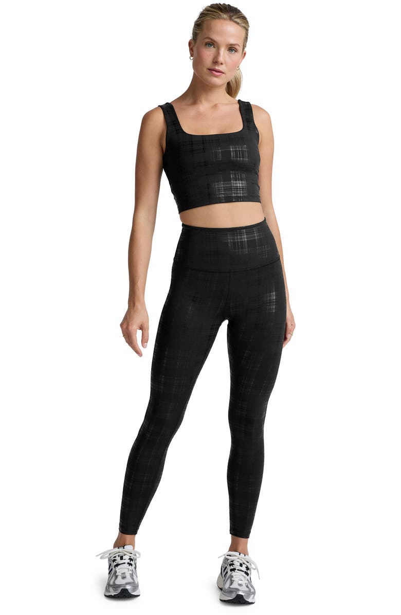 Beyond Yoga Beyond the Studio Plaid Metallic Crop Tank, Alternate, color, Plaid Foil Black