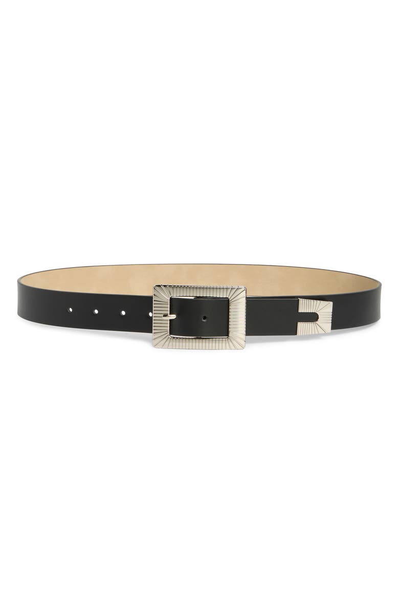 Steve Madden Ridged Buckle Belt, Main, color, Black