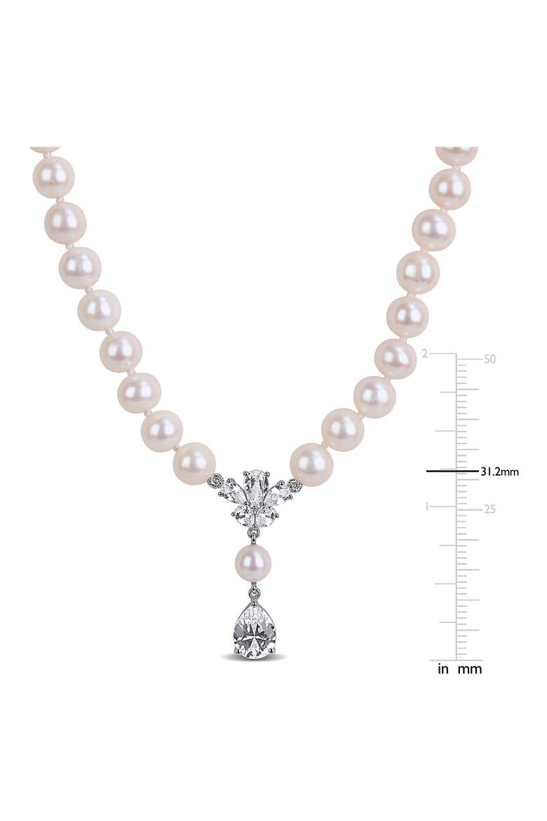 Cultured Pearl & Lab Grown White Sapphire Y-Necklace, Alternate, color, WHITE