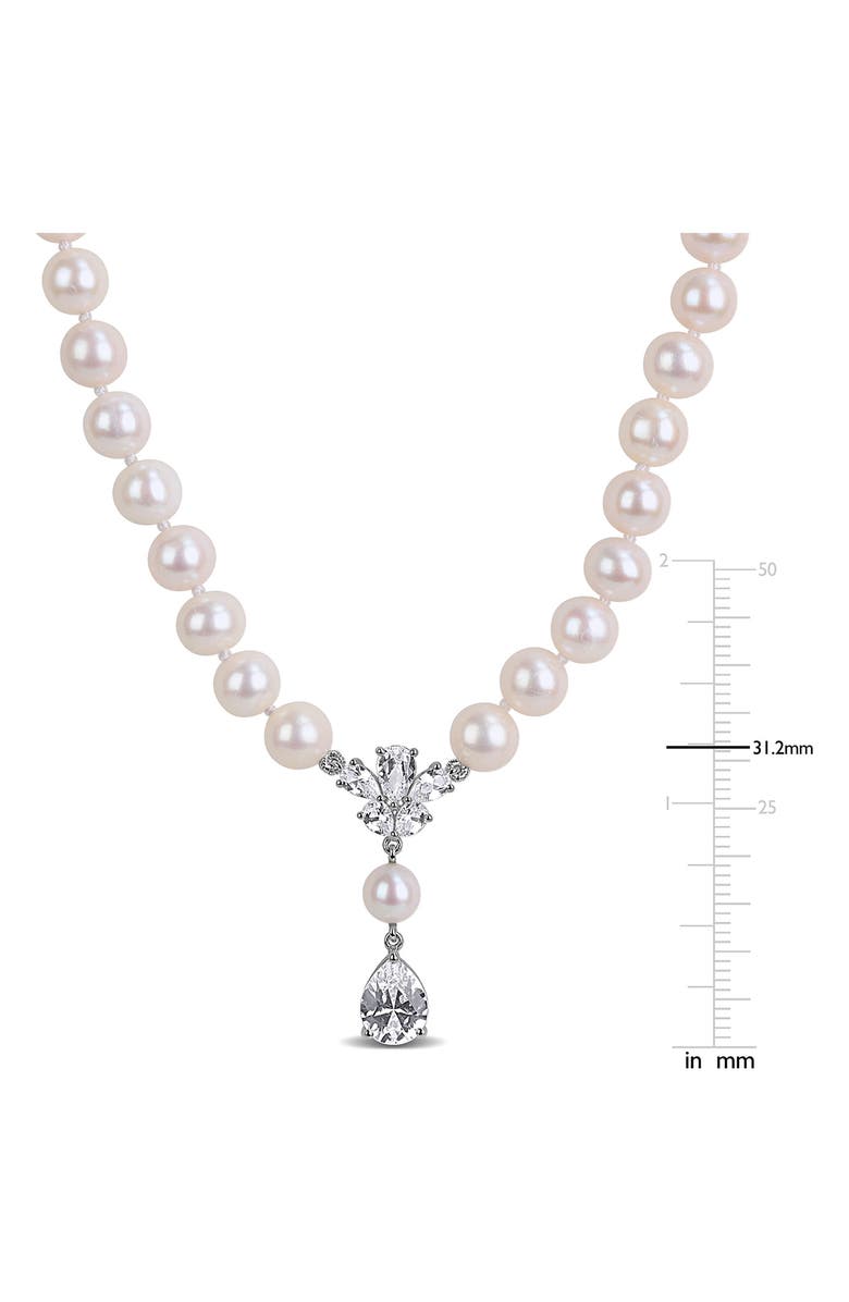 DELMAR Cultured Pearl & Lab Grown White Sapphire Y-Necklace, Alternate, color, 