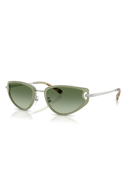 Tory Burch Ty6115 Cat Eye Metal Sunglasses In Milky Green/green Gradient