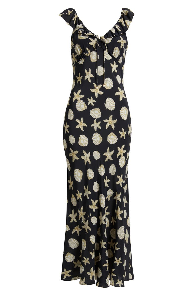 Saylor Gali Shell Print Sleeveless Dress, Alternate, color, Black