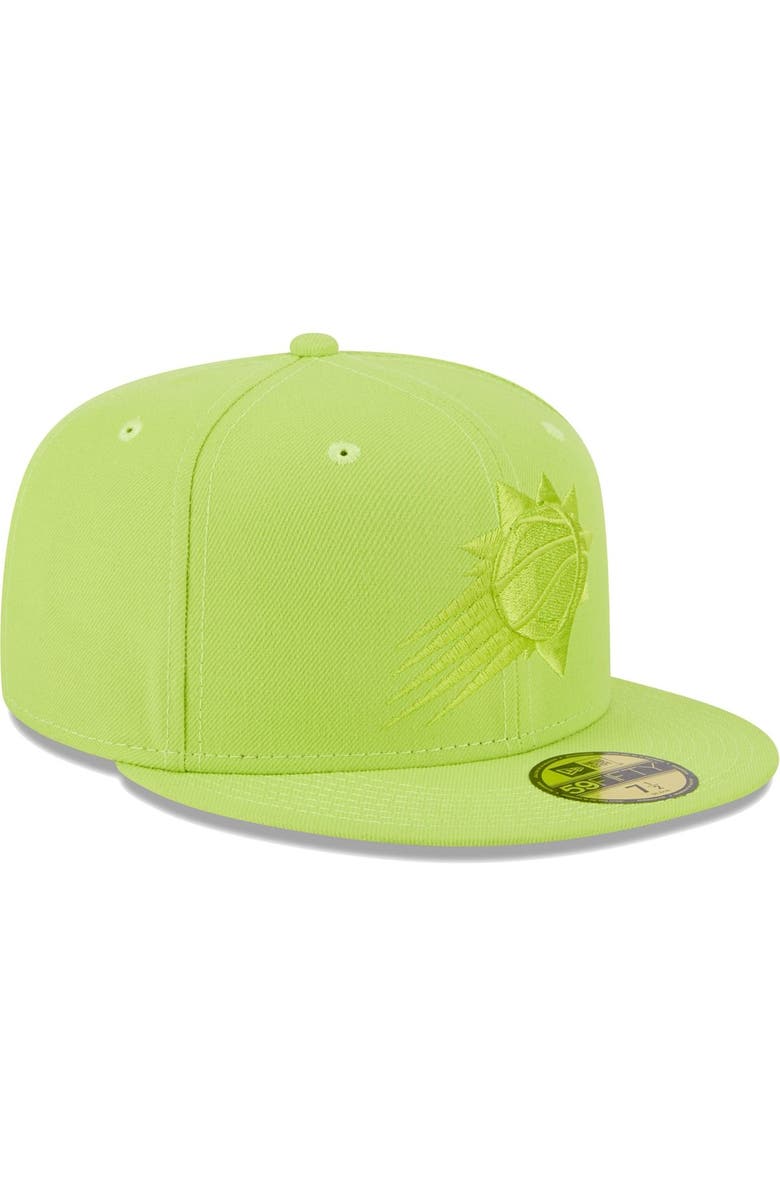 New Era Men's New Era Neon Green Phoenix Suns Spring Color Pack 59FIFTY Fitted Hat, Alternate, color, 