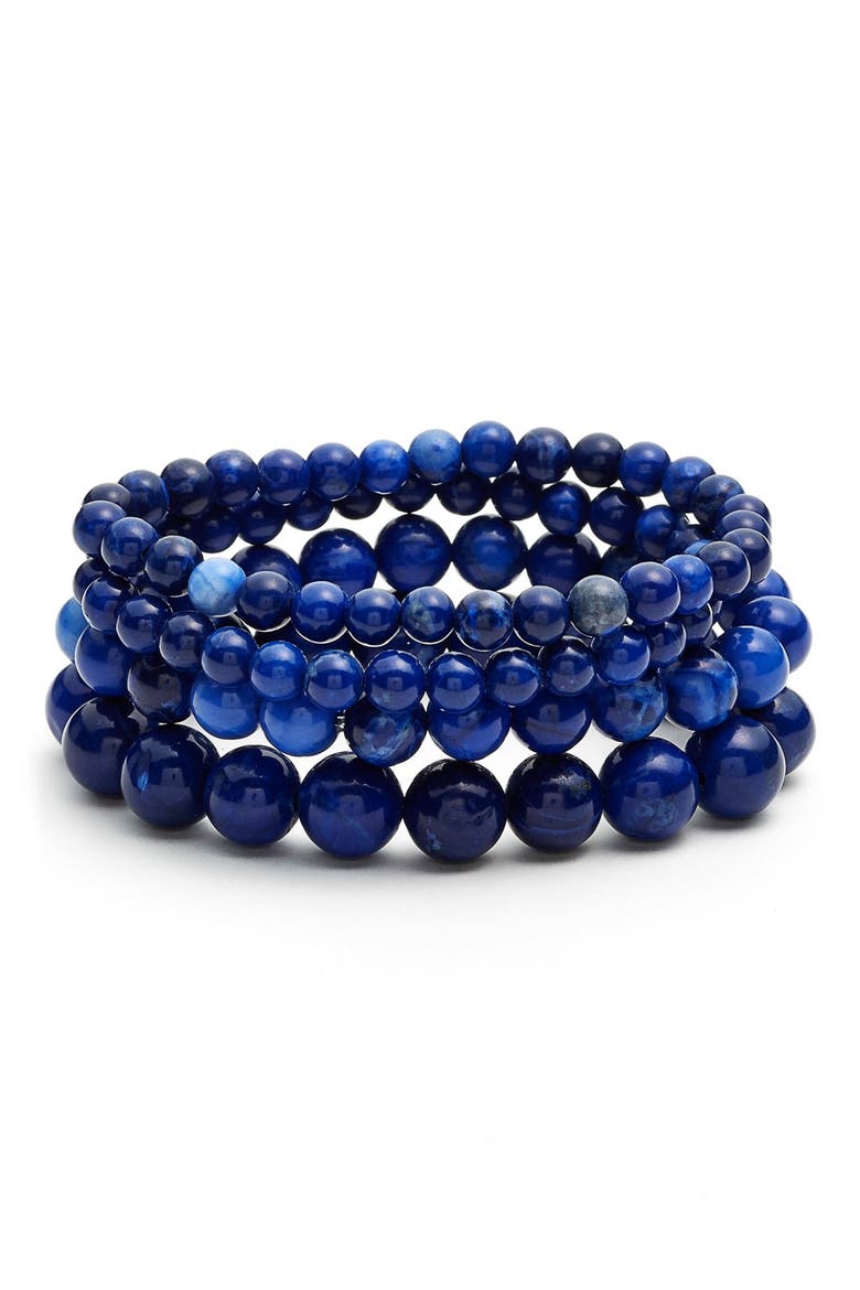 Beaded Stretch Bracelets, Main, color, LAPIS