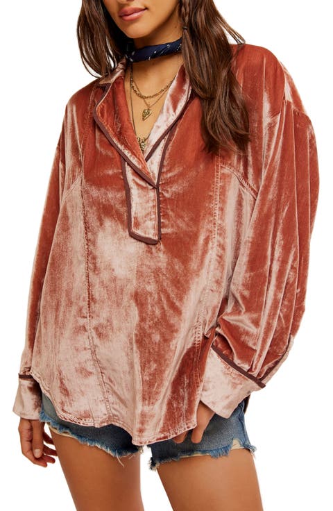 PJ CORDED-VELOUR BUTTONED-BACK TOP | JJill