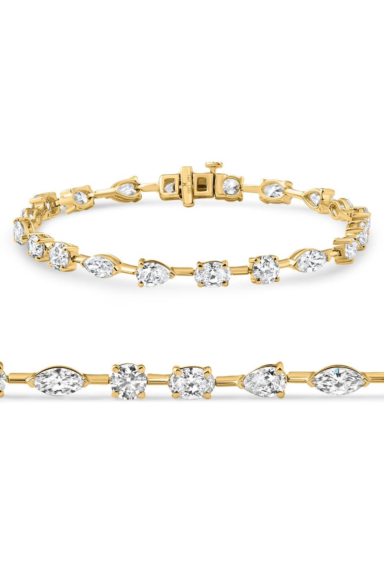 8Ct Mixed Cut Diamond Tennis Bracelet 7" 14k Gold Lab Grown, Main, color, 14k Yellow Gold