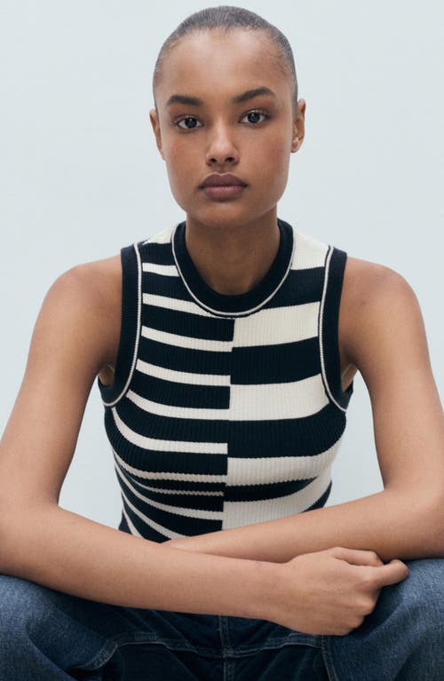 Mango Stripe Sweater Tank In Blue