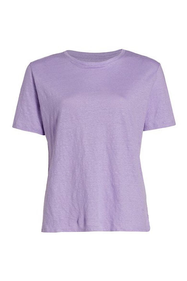 Stretch Linen Elbow Sleeve Semi Relaxed Crewneck T-Shirt, Main, color, LAVANDE