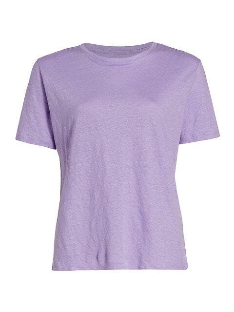 Stretch Linen Elbow Sleeve Semi Relaxed Crewneck T-Shirt