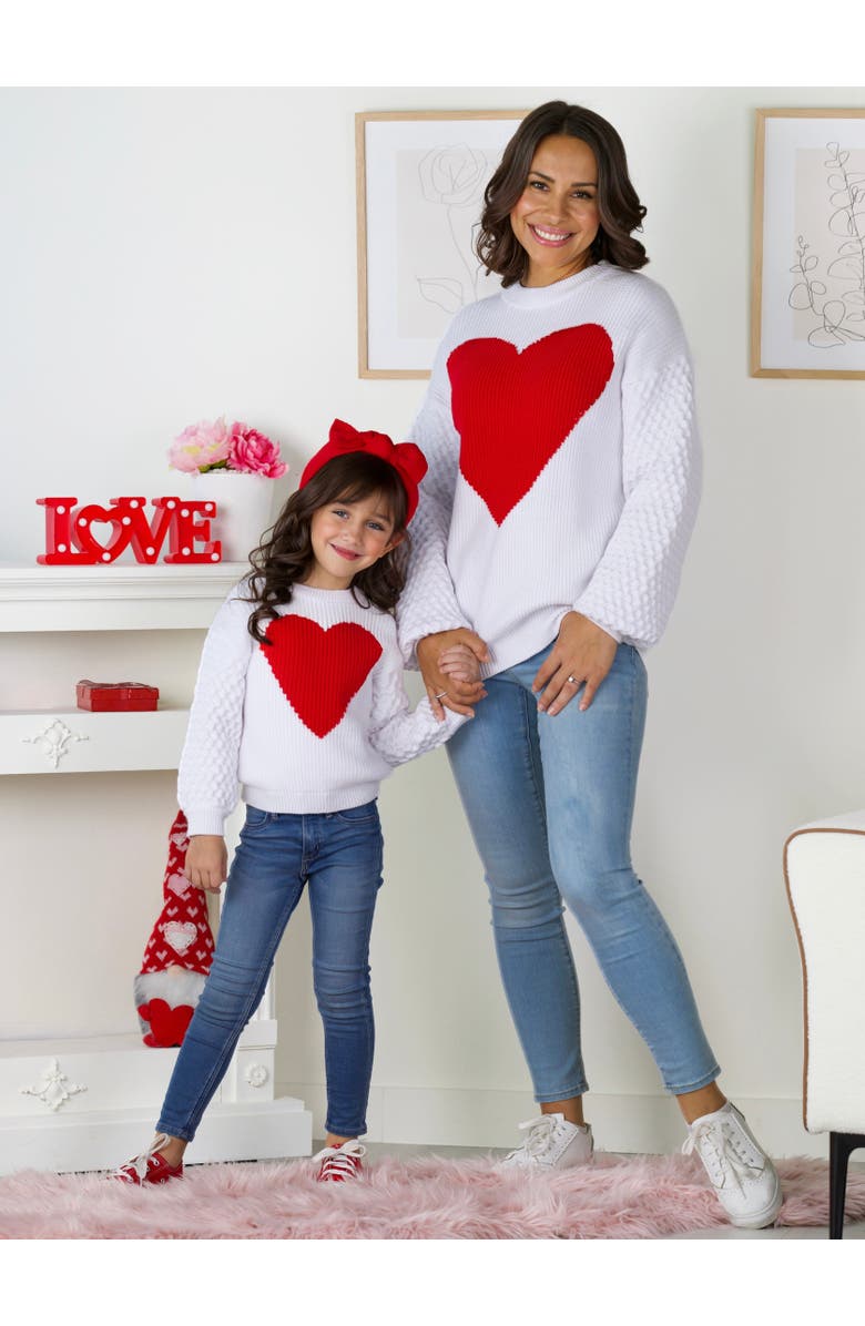 Mia Belle Girls Girls All My Love Heart Sweater, Alternate, color, White