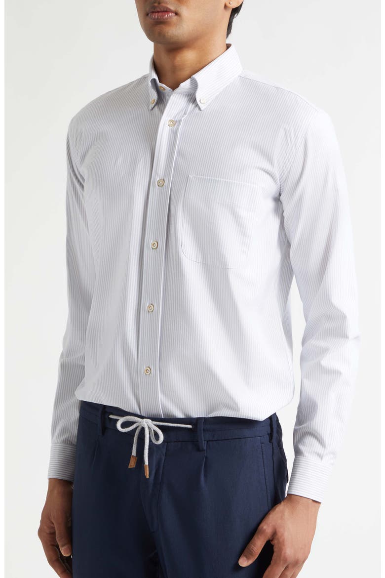 Stripe Button Down Shirt, Alternate, color, 08 DENIM