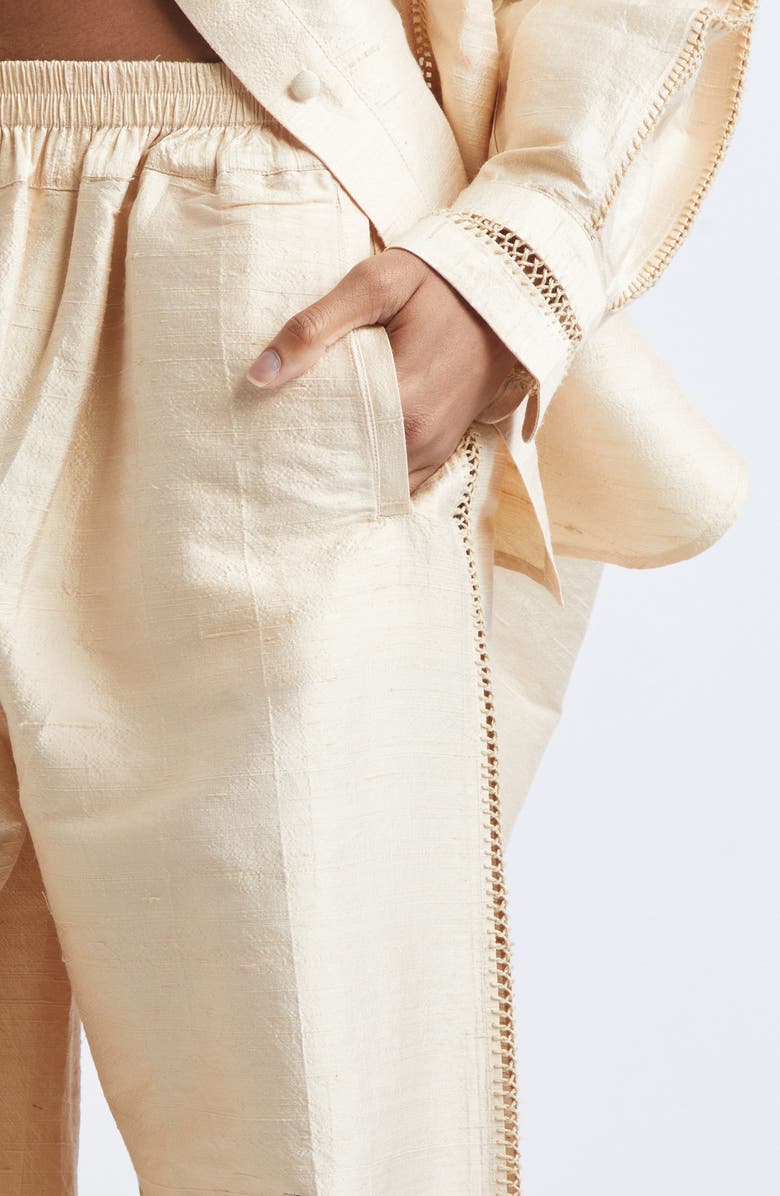 Diotima Dupioni Silk Harem Pants, Alternate, color, Pearl