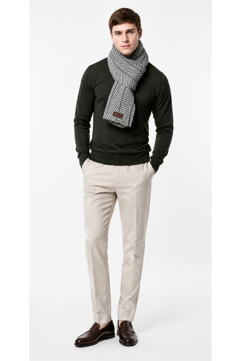 Herringbone Soft Knit Scarf, Alternate, color, Gray