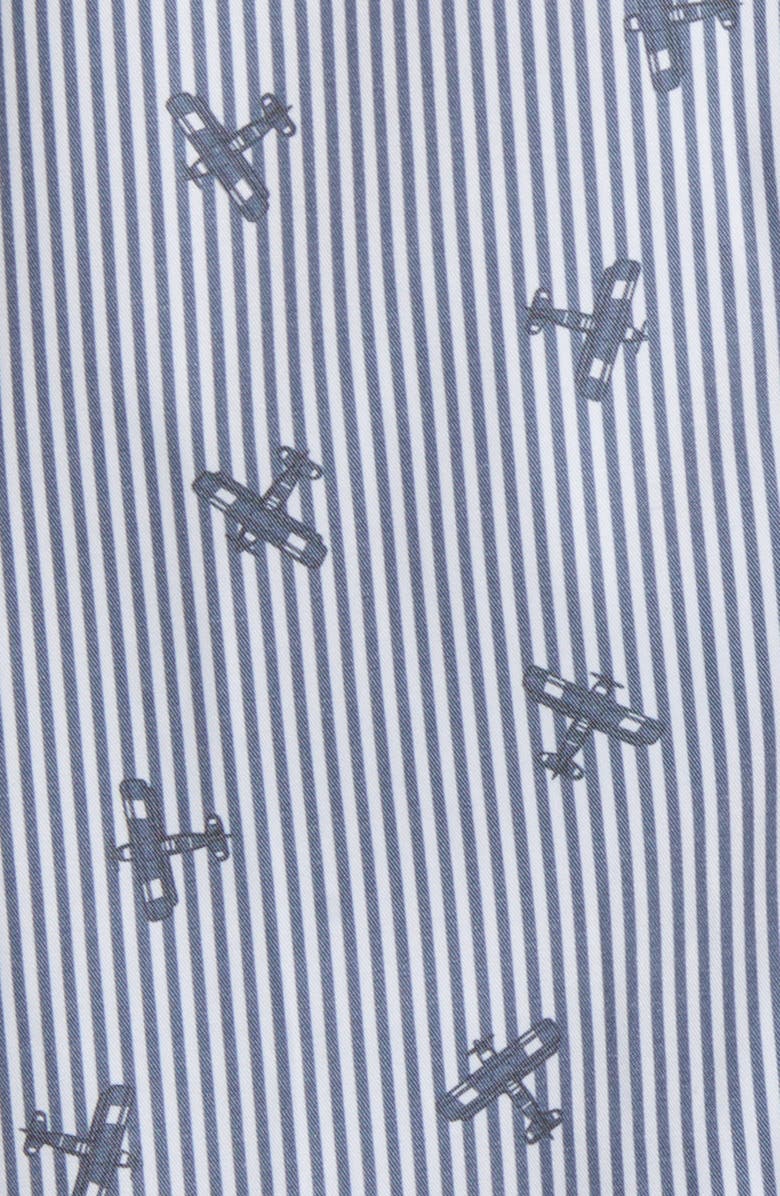 Stone Rose DRY TOUCH<sup>®</sup> Stripe Plane Print Performance Sateen Button-Up Shirt, Alternate, color, Navy