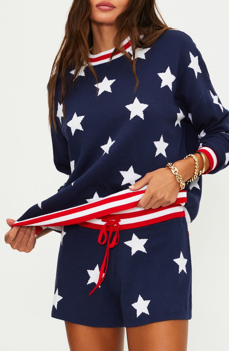 Beach Riot Cal Stars & Stripes Cotton Cover-Up Sweatshirt, Alternate, color, Twilight Stars