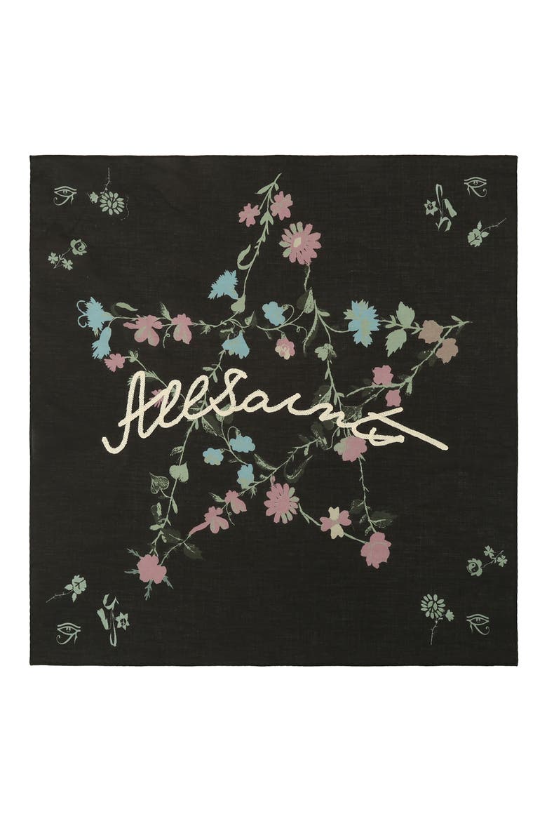Fleur De Lis Embroidered Bandana, Alternate, color, BLACK