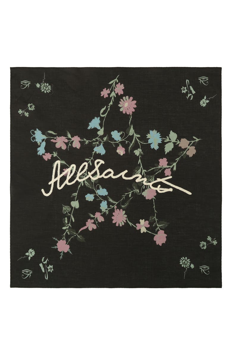 AllSaints Fleur De Lis Embroidered Bandana, Alternate, color, Black