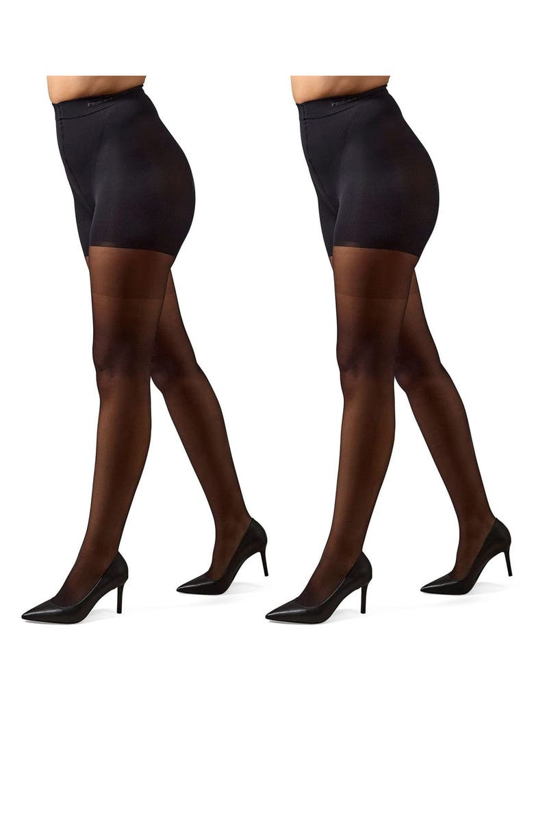 MeMoi 2-Pack Body Smoother Shaper Tights, Main, color, Black
