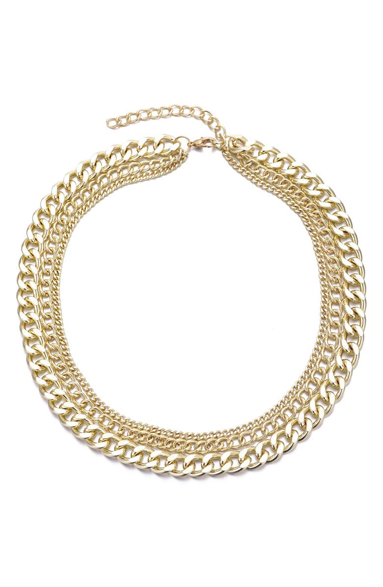 Adornia Layered Chain Necklace, Main, color, Gold