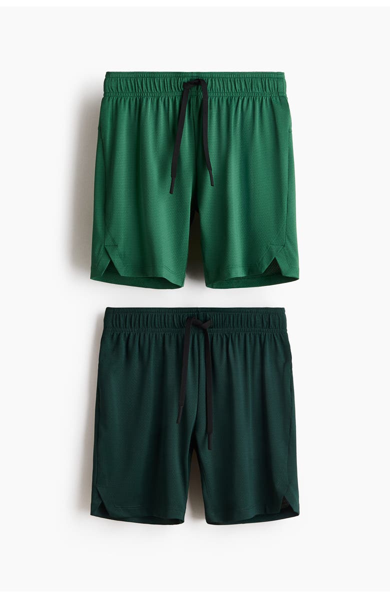 H&M 2-pack sports shorts with drymove, Main, color, Dark Green/Green